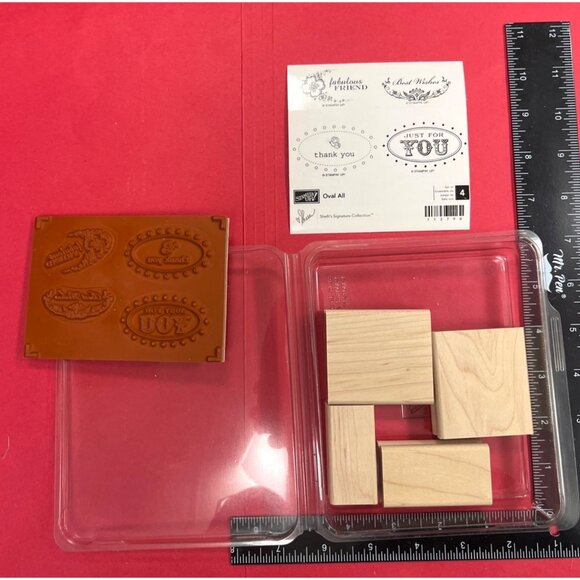 Stampin Up! Oval All Wood Mounted Rubber Stamp Set 113790 Shelli's Signature - Picture 2 of 2